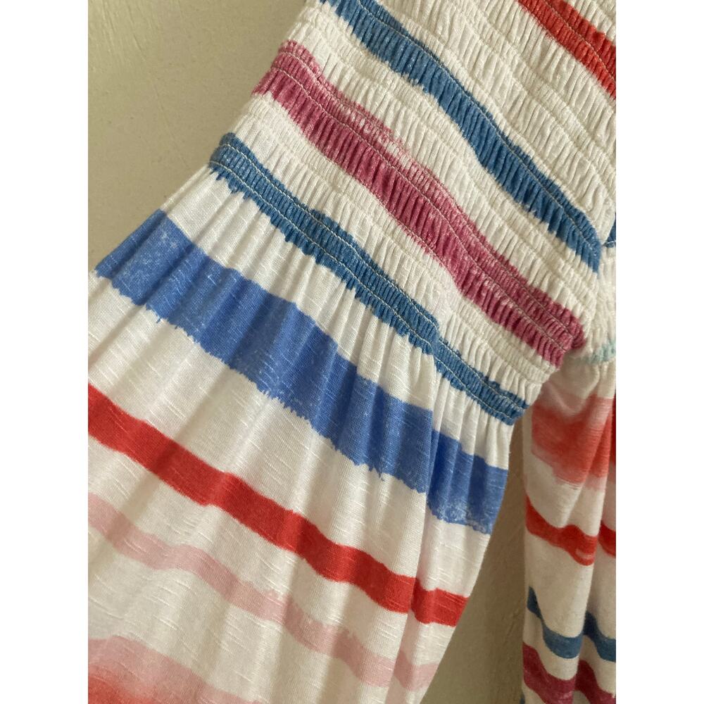 Anthropologie Meadow Rue Smocked Striped Tunic Top Blouse S - Picture 4 of 9